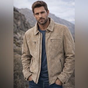 The Territory Ahead Suede Leather Jacket, Lined, zip up, Vintage, Classic, XXL